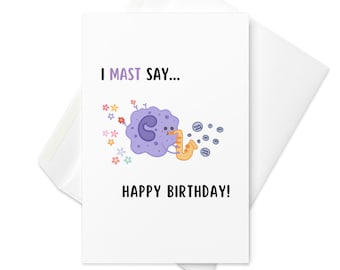 Science Happy Birthday Card, Cute Immune Cell Gift