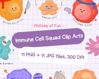 Cute Immune Cell Clipart – Science & Biology STEM Images (Digital Download)