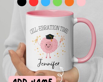 Personalized Graduation Mug Cellebration Gift Biology Major Student Biology Teacher Biomedical Science Scientist Biologist Custom Present