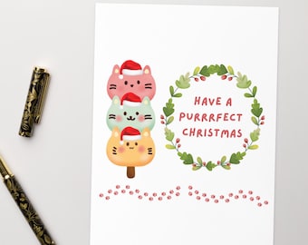 Have a purrrfect Christmas Card, Greeting Card, Cute Cat Christmas Card, Christmas Gift, Christmas Present