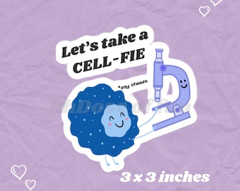 Cellfie Cute Cell Biology Sticker, Funny Science Gift