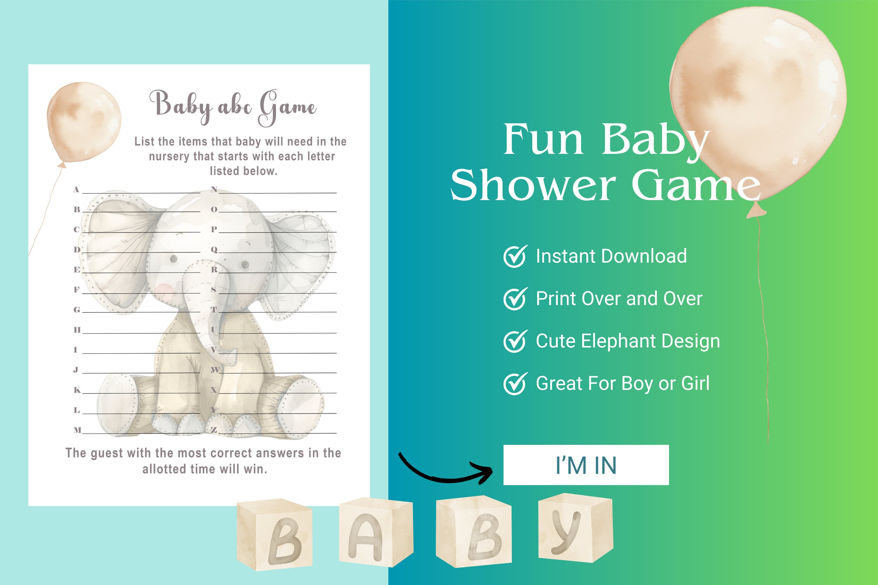Baby Shower Game, Baby Shower Game, Printable Baby Shower Game, Girl or ...
