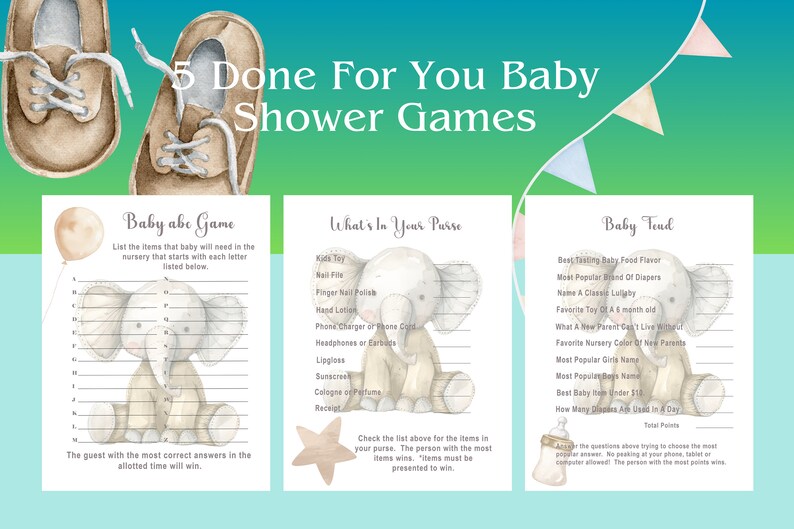 Baby Shower Game Bundle, Baby Shower Game Kit, Printable Baby Shower ...