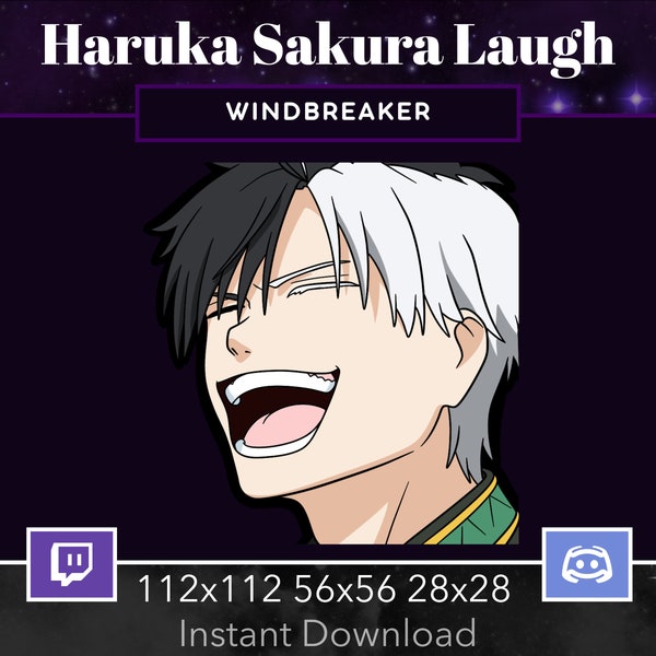 Wind Breaker Haruka Sakura Emote Laugh, Lol, Kekw for Twitch, Discord. Anime, Manga