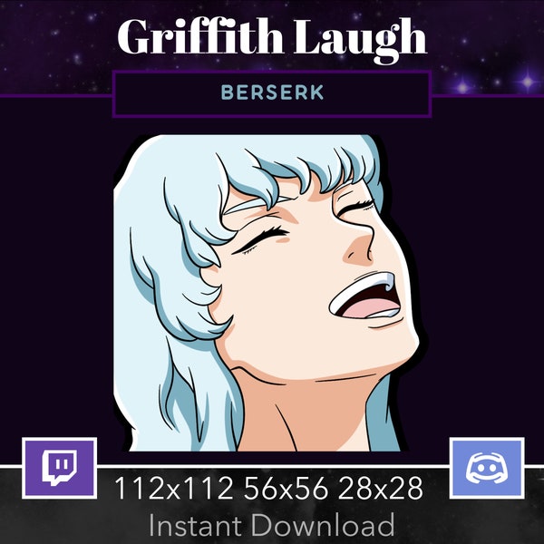 Berserk Griffith Emote Laugh, Lol, Gasm for Twitch, Discord. Anime, Manga, Lurk