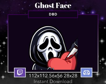 Ghost Face Animated DBD Emote Stabbing a heart, Twitch, Discord. Dead By DayLight, Scream, Horror, Mask, Scary, Killer, Knife