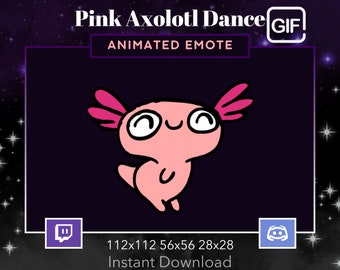Animated Pink Axolotl Dance, Shaking Booty, Twerk ,Gif, Vibing, Music, Twitch, Discord, Stream, Emote, Kawaii, Cute, Animal,