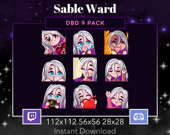 Sable Ward DBD Emote 9 Pack, Bundle Twitch, Discord. Dead By DayLight, Horror, Scary Stream, Love, Dead, Rage, Cry, Waving, Hi, Lurk. Dance