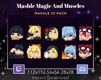 Anime, 10 Pack,Creampuffs, Set, Emote Hug, Flower, Facepalm, This Is Fine, Love, Twitch, Discord, Stream, Manga, P2U