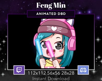 Feng Min Animated Emote Glow Stick DBD, Bundle Twitch, Discord. Dead By DayLight, Horror, Scary, Stream, Survivor, Light, Hype