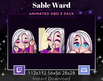 Sable Ward DBD Animated Emote 3 Pack, Bundle Twitch, Discord. Dead By DayLight, Horror, Scary, Stream, Lurk, Scared, Dance