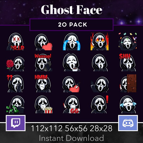 Ghost Face Emote Dbd Pack 1, Bundle for Twitch, Discord, Stream, Love, Lurk, Hype, Horror, Scary, Scream, Halloween Dead by Deadlight