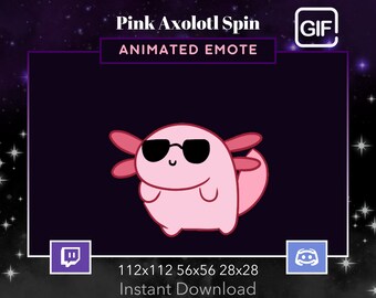 Pink Axolotl Spin , Animated,Gif, Twitch, Discord, Stream, Emote, Kawaii, Cute, Animal, Funny, Meme, Roll,