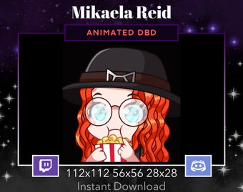 Mikaela Reid Animated Emote Eating Popcorn DBD Twitch, Discord. Dead By DayLight, Horror, Scary, Stream, Survivor