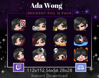 Ada Wong, Resident Evil, DBD, Emote 12 Pack, Bundle Twitch, Discord,Dead By DayLight,Horror,Scary,Uno,Gun,Flashlight,Facepalm,Loser,Popcorn