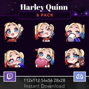 Miss Harley, 6 Pack, Bundle, Movie, Set, Emote, Wave, Loser, Bla, Cup Of Coffe, Sad, Crying, Love, Heart, Bonk, Twitch,Discord, Stream,P2U zdjęcie 1