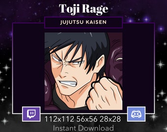 Jujutsu Kaisen Toji Emote Rage for Twitch, Discord. Anime, Manga, JJK, Black hair