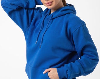 Royal Blue Cotton Hoodie | Custom Unisex Heavyweight Sweatshirt | Made to Order DTF Print