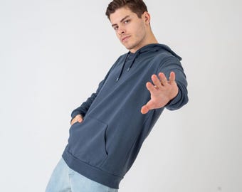 Charcoal Gray %100 Cotton Pullover Hoodie: Unisex Basic Sweatshirt
