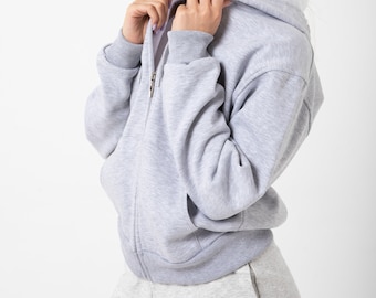 Cotton Zip Hoodie - Heather Gray Melange - Unisex