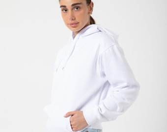 White Cotton Hoodie: Unisex Everyday Comfort Sweatshirt