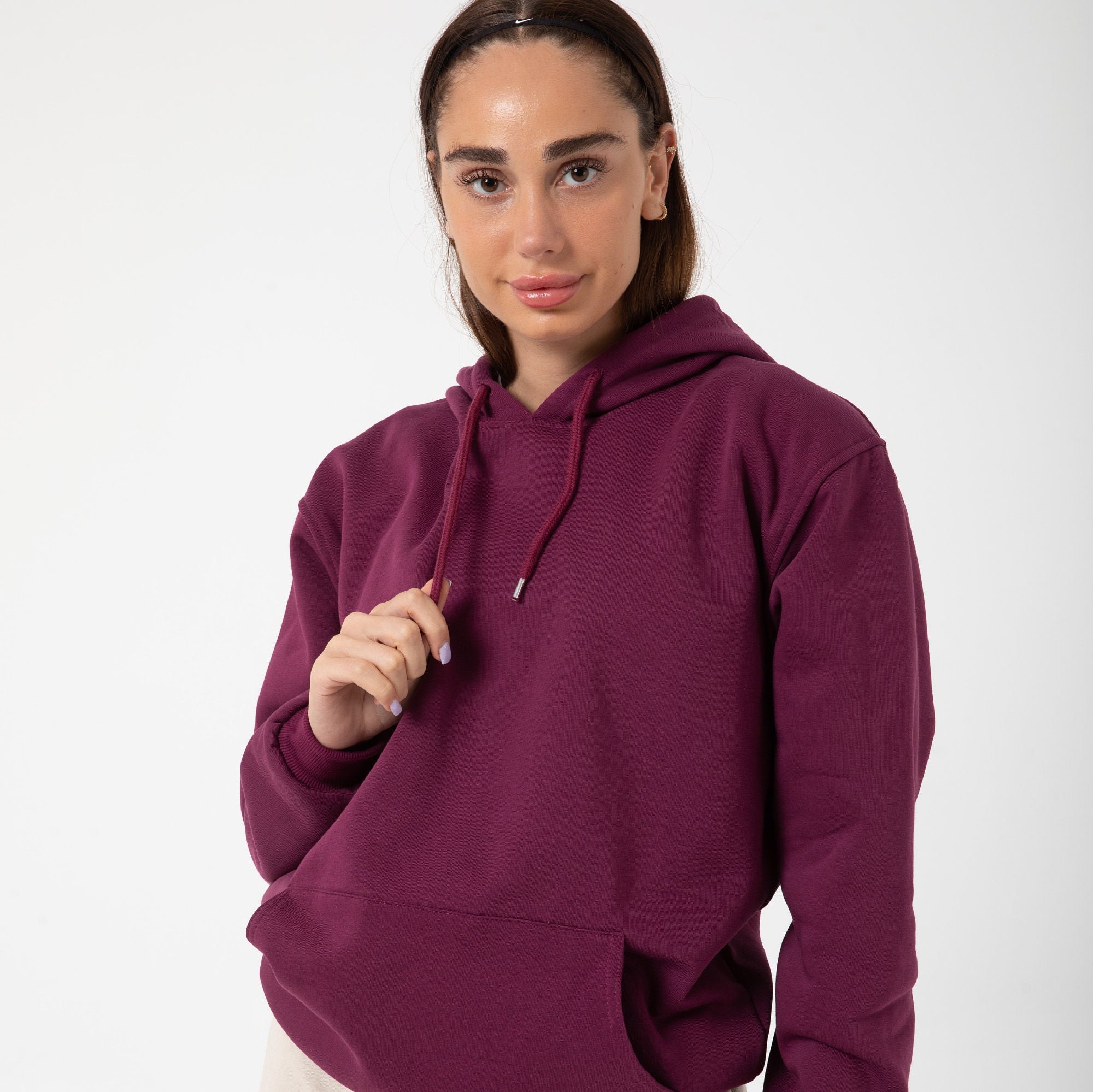 Premium PlumPurple Cotton Unisex Hoodie - Soft, Simple Design for Everyday Comfort - Unprinted Hoodies for Women and Men