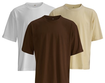 Oversized 100% Cotton T-Shirt Triple Pack: Unisex Neutral Shades