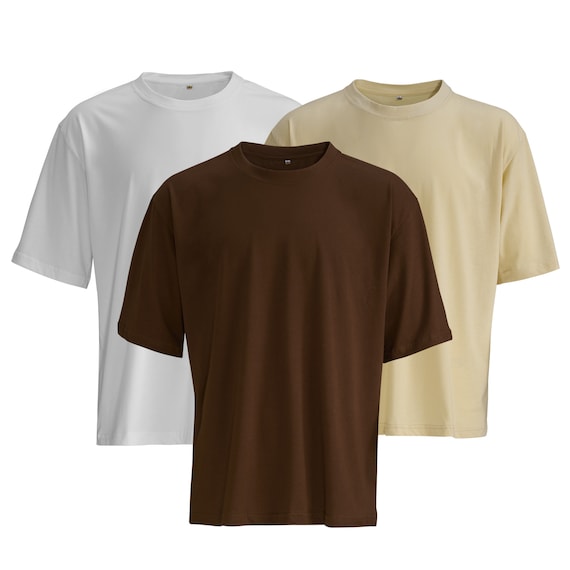Oversized 100% Cotton T-shirt Triple Pack: Unisex Neutral Shades