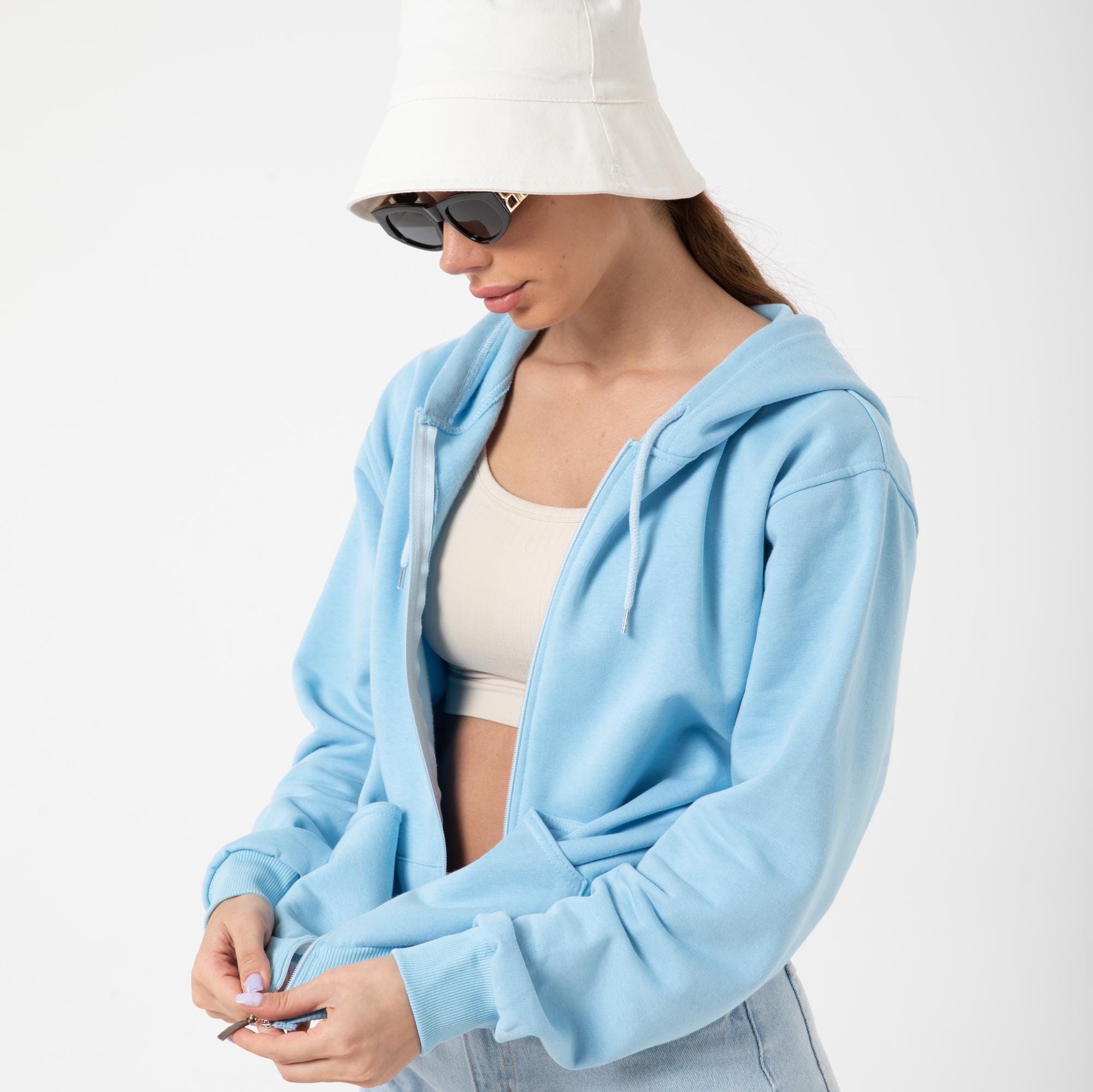 Light Blue Full Zip Hoodie Etsy