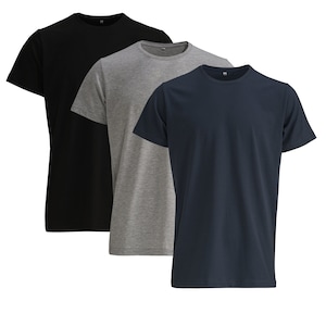 Ensemble de t-shirts unisexes tons foncés - gris chiné athlétique, noir, anthracite | Couleurs personnalisables disponibles - Lot de 3 t-shirts en coton premium S