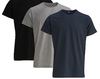 Dark Tone Cotton T-Shirt Set – Customizable Colors, 3 Pack