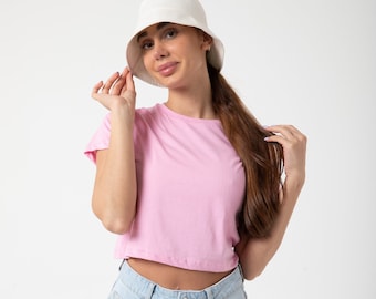 Trendy Plain Boxy Crop Top - Comfortable 100% Cotton Short Sleeve Tee - Stylish Casual Shirt