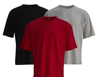 Unisex Oversized Turkish Cotton T-Shirt Set: Black, Red, Gray