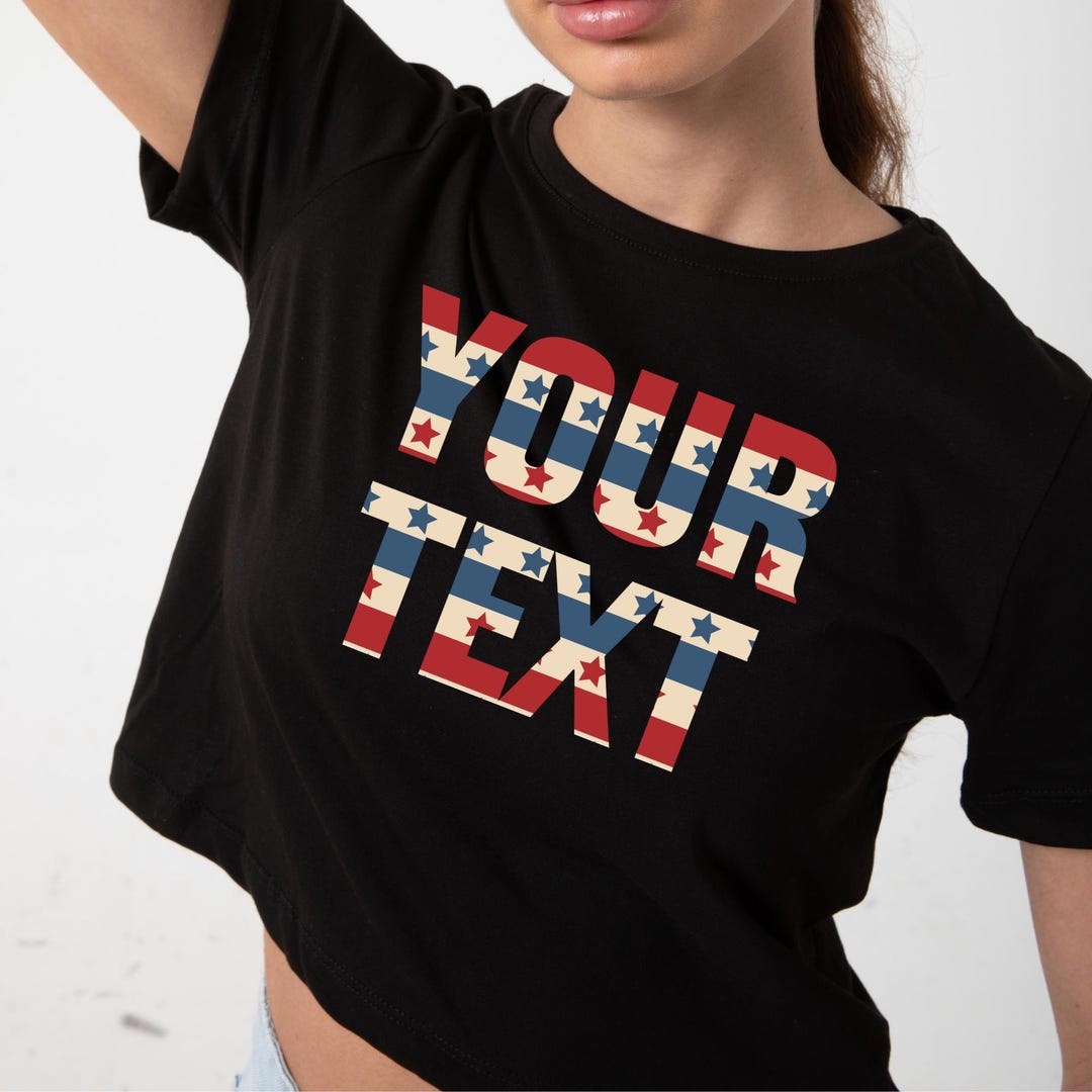 USA Colors Custom Crop Top – Personalized Name Tee | 100% Cotton, Soft ...