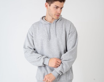 Basic Heather Gray Hoodie – Unisex Cotton Pullover Sweatshirt for Everyday Comfort and Style