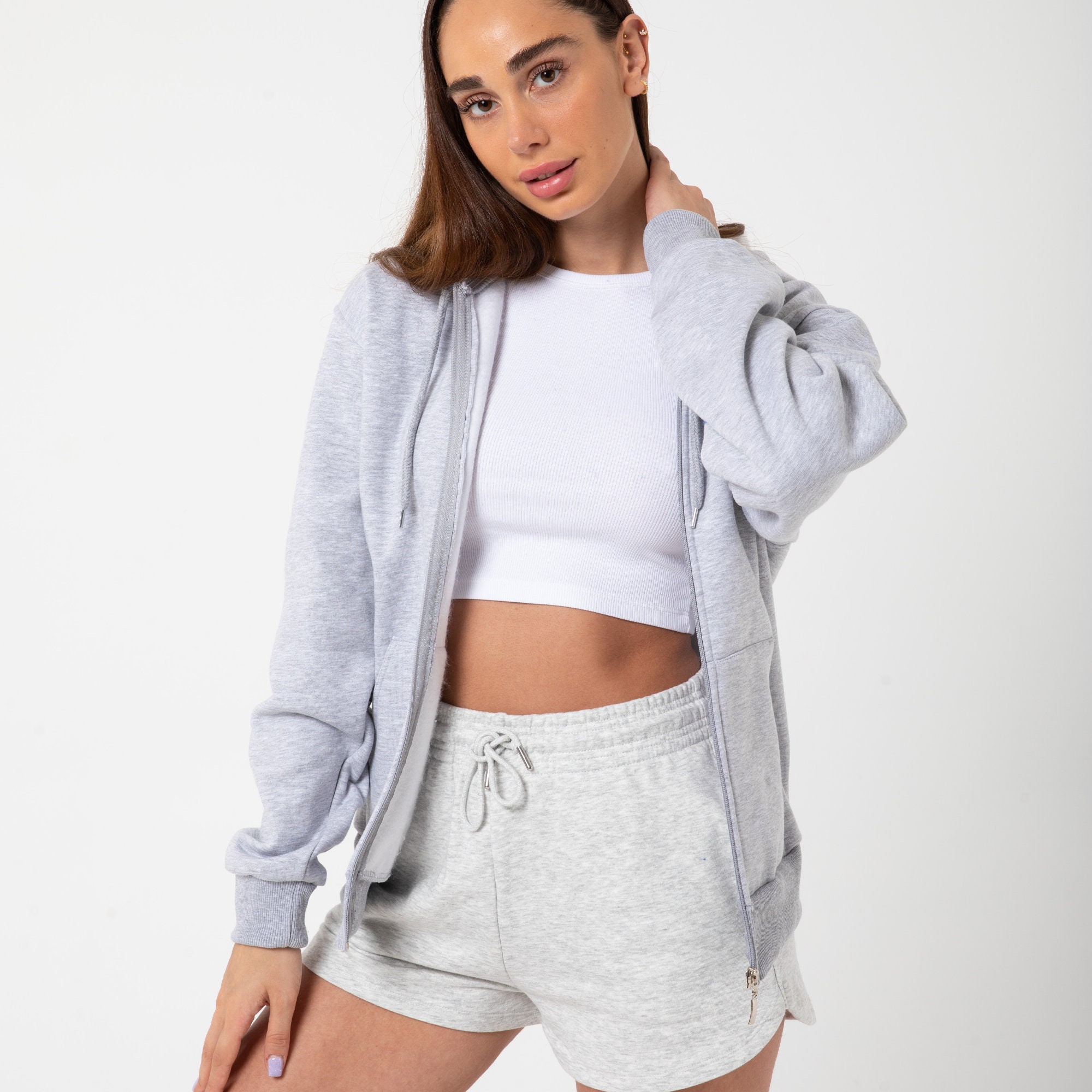 Cotton Zip Hoodie - Heather Gray Melange - Unisex - Etsy