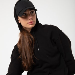 Casual Plain Black Unisex Organic Cotton Hoodie - Soft, Simple Design for Everyday Comfort  Sweatshirt - Basic Hoodies for Women and Men