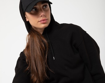 Black  Cotton Hoodie: Unisex Soft Sweatshirt