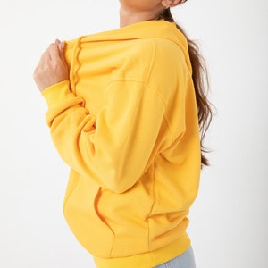 Cotton Yellow Zip Hoodie: Unisex Cozy Cardigan