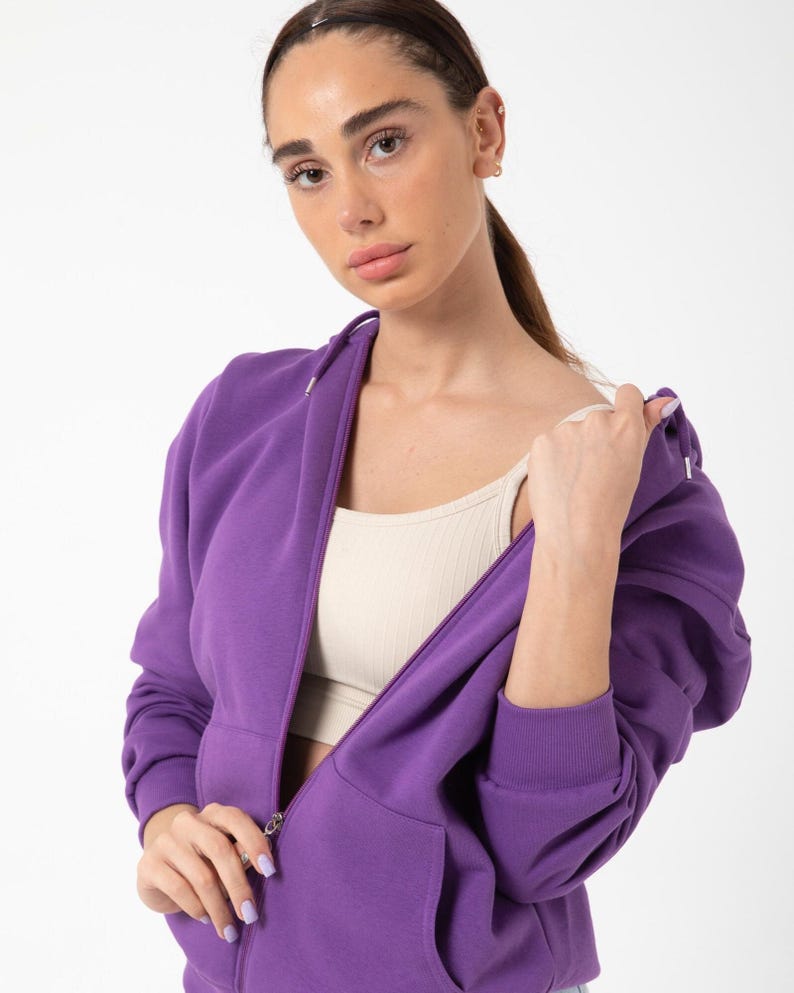 Premium Cotton Purple Zip Hoodie for Men & Women - Soft, Sustainable, and Stylish Unisex Sweatshirt for Everyday Comfort