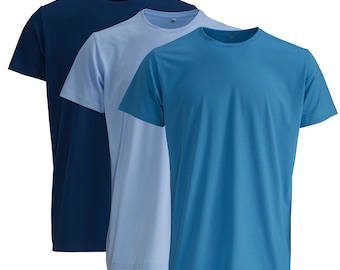 Cotton Crew Neck T-Shirt 3-Pack, Blue Spectrum, Unisex