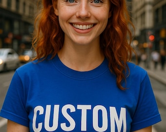 Gepersonaliseerde katoenen T-shirt: aangepaste naam of cadeaubericht