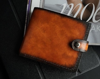 Portefeuille bifold en cuir brun fabriqué à la main avec poche à monnaie - Portefeuille pour hommes personnalisé, cadeau pour lui
