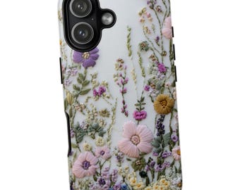 Capa para iPhone com bordado de flores silvestres: capa floral Cottagecore