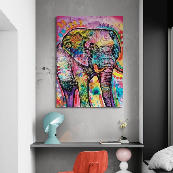 Abstract African Animal Colorful Cute Elephant Graffiti Art Canvas Posters Prints Street Wall Art Home Decoration Kids Room Decor Gift Idea