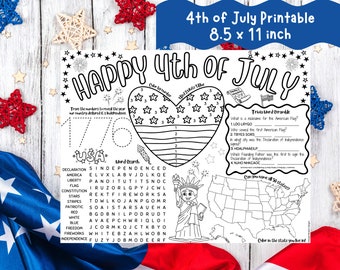 4th of July Kids Activity Sheet: Coloring Placemat (Digital Download)