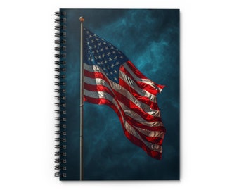 American Flag Spiral Notebook - Ruled Line