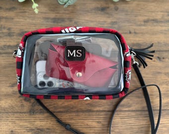 Personalized Clear Stadium Bag: Handmade Game Day Purse with Initials