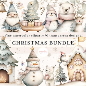 Aquarel kerst clipart bundel commercieel gebruik rustieke kerst clipart PNG bundel kerst clipart winter PNG bundel winter vakantie clipart