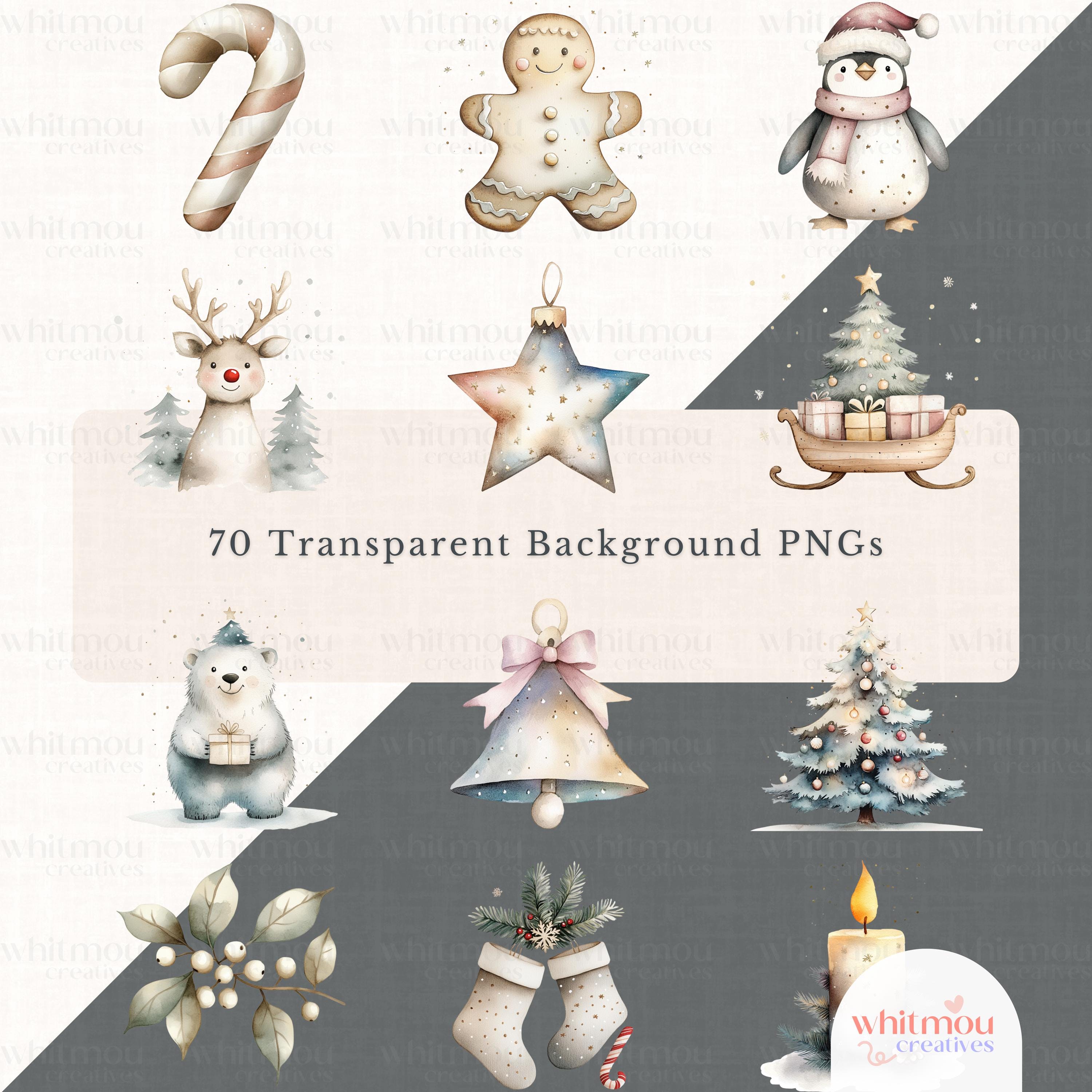 Watercolor Christmas Clipart Bundle: Rustic Winter PNG (commercial Use ...